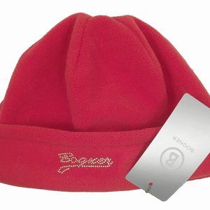 NEW $195 Bogner Womens Fleece Hat!  Red With "Bogner" in Swarovski Crystals
